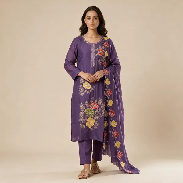 Purple_Vichitra_Silk_Embroidered_Ethnic_Kurta_Set_For_Women