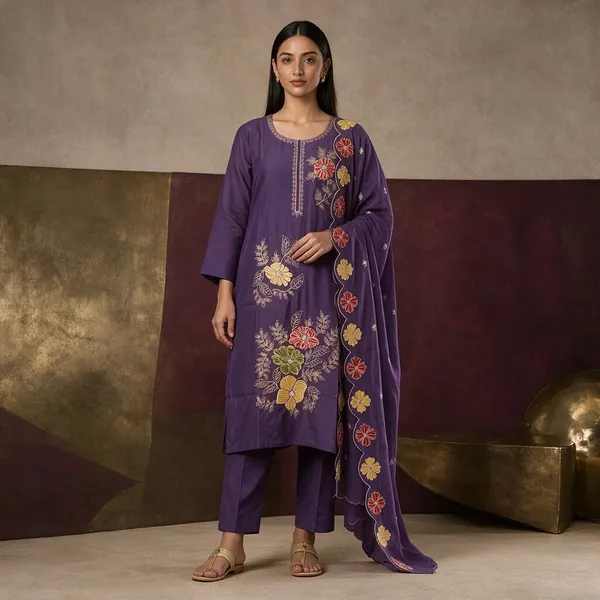 Purple_Vichitra_Silk_Embroidered_Ethnic_Kurta_Set_For_Women