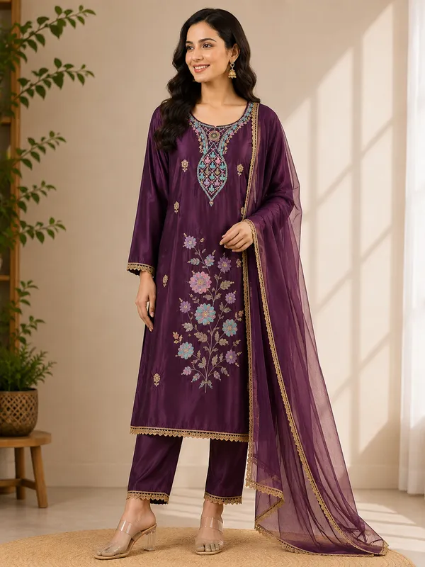 Purple_Embroidered_Straight_Kurta_Set_For_Women