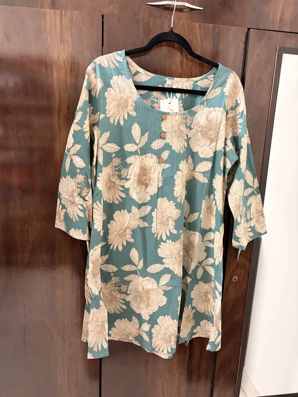 Teal_Floral_Straight_Kurta_For_Women