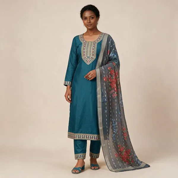Blue_Roman_Glass_Embellished_Ethnic_Kurta_Set_For_Women