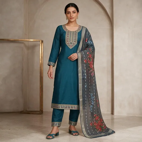 Blue_Roman_Glass_Embellished_Ethnic_Kurta_Set_For_Women