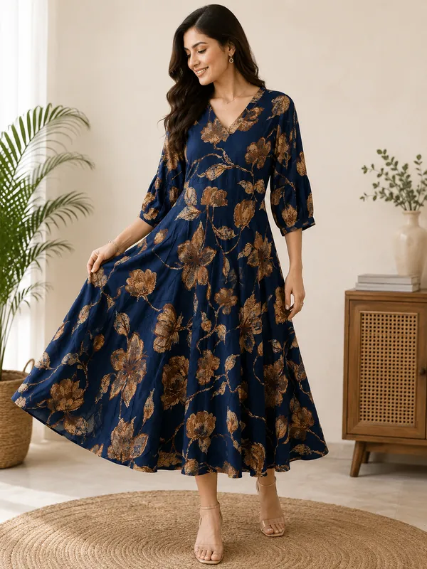 Blue_Printed_Flared_Dress_for_Women