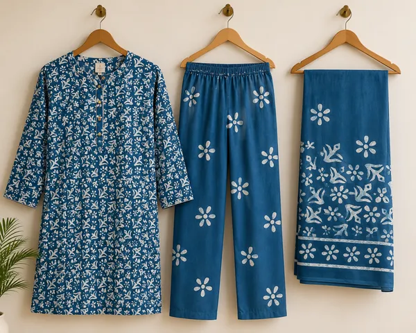 Blue_Floral_Printed_Kurta_Pant_Set_For_Women