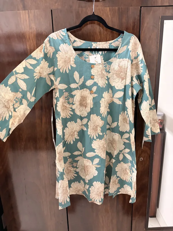 Teal_Floral_Straight_Kurta_For_Women