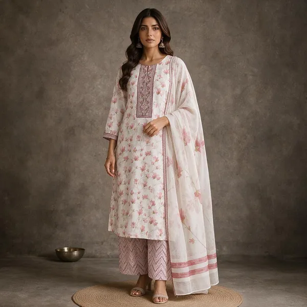 White_Cotton_Straight_Floral_Unstitched_Print_Kurta_Set_For_Women