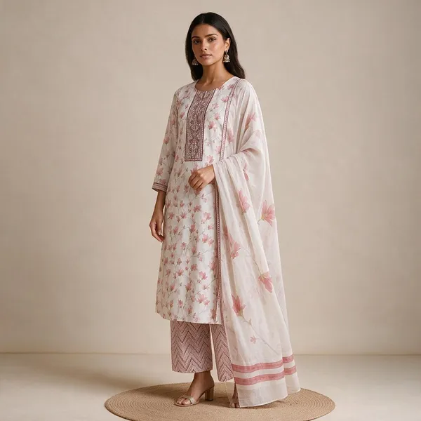 White_Cotton_Straight_Floral_Unstitched_Print_Kurta_Set_For_Women