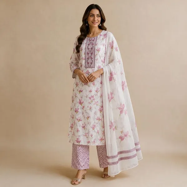 White_Cotton_Straight_Floral_Unstitched_Print_Kurta_Set_For_Women