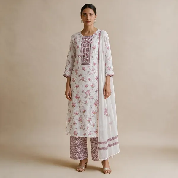White_Cotton_Straight_Floral_Unstitched_Print_Kurta_Set_For_Women
