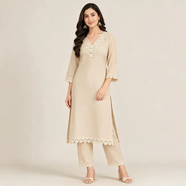 Beige_Crushed_Tissue_Straight_Embellished_Kurta_For_Women