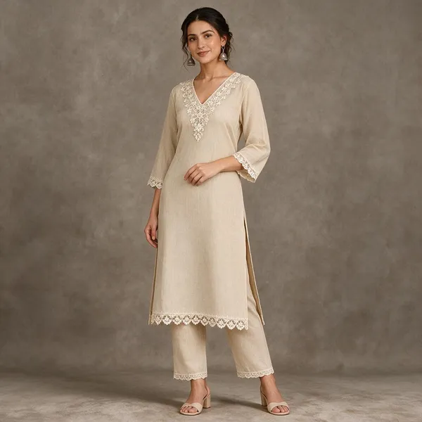 Beige_Crushed_Tissue_Straight_Embellished_Kurta_For_Women