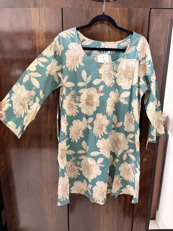 Teal_Floral_Straight_Kurta_For_Women