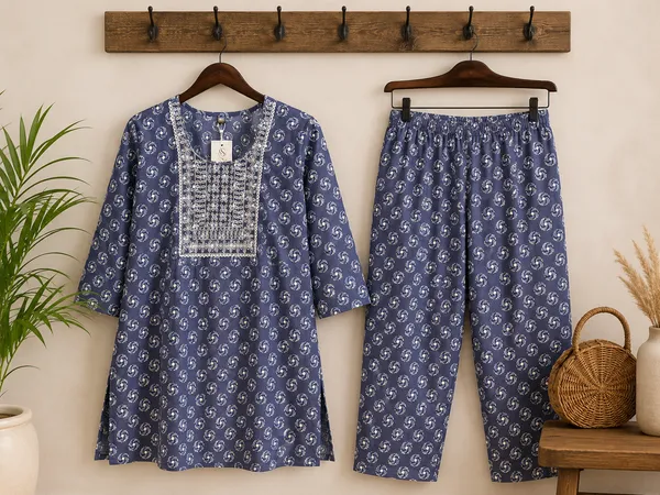 Blue_Printed_Kurta_Pant_Set_for_Women