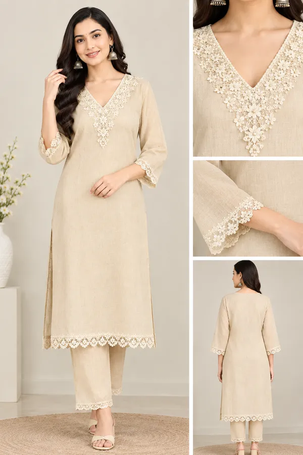 Beige_Crushed_Tissue_Straight_Embellished_Kurta_For_Women