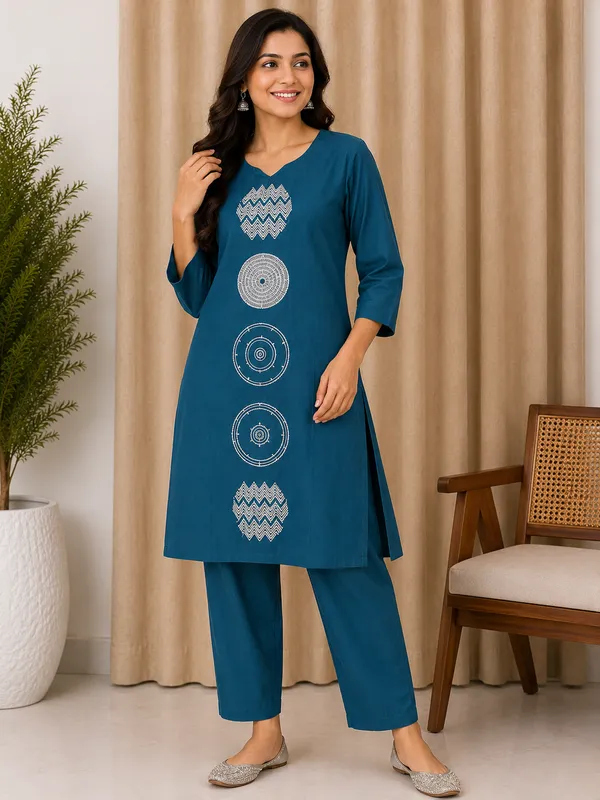 Teal_Printed_Straight_Kurta_for_Women