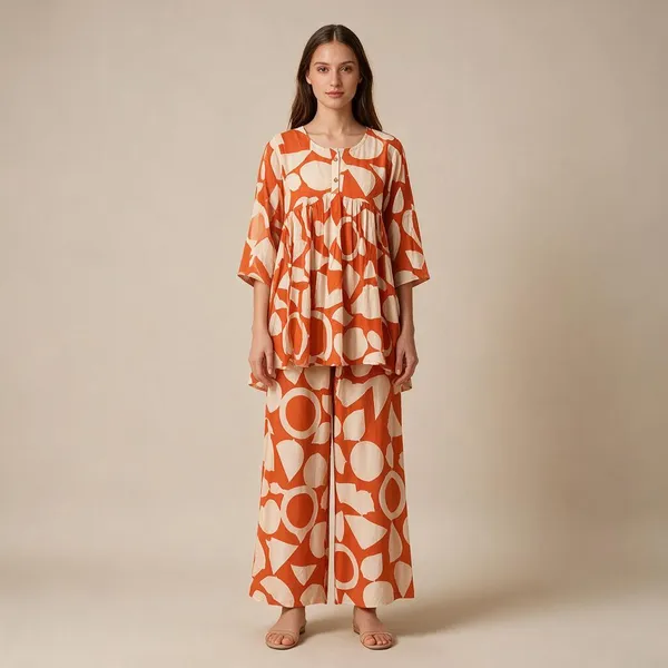 Orange_Pure_Cotton_Relaxed_Wide_Leg_Co_Ord_Set_For_Women