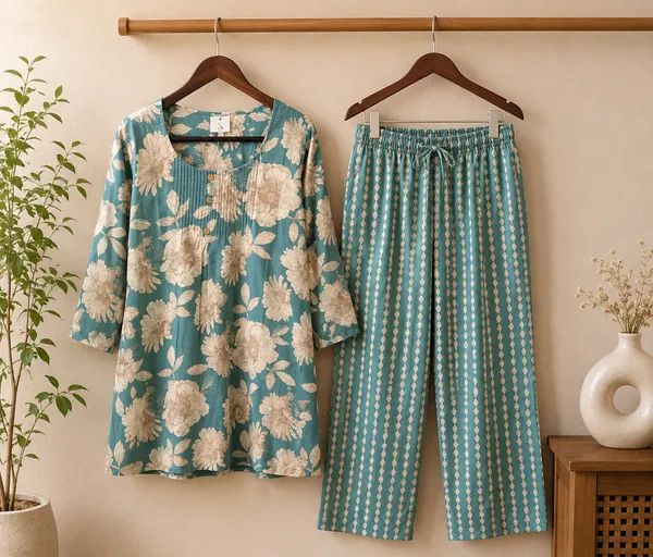 Teal_Floral_Straight_Kurta_For_Women