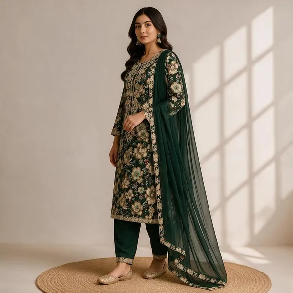 Green_Tissue_Silk_Straight_Floral_Unstitched_Print_Kurta_Set_For_Women