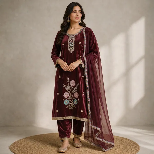 Purple_Tissue_Silk_Straight_Unstitched_Kurta_Dupatta_Set_For_Women