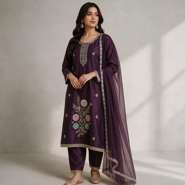 Purple_Tissue_Silk_Straight_Unstitched_Kurta_Dupatta_Set_For_Women