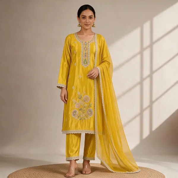 Yellow_Tissue_Silk_Straight_Unstitched_Kurta_Set_For_Women