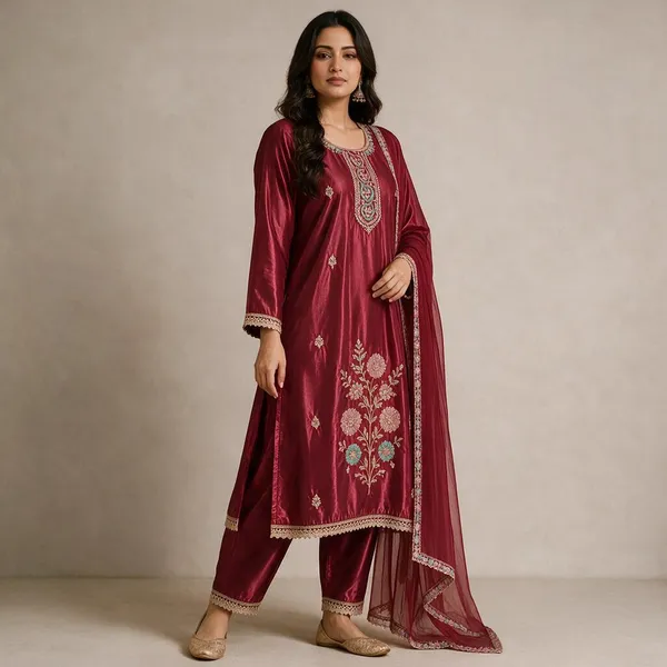 Maroon_Tissue_Silk_Straight_Unstitched_Suit_Set_For_Women