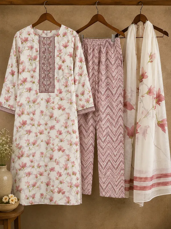 White_Floral_Print_Straight_Kurta_Set_for_Women