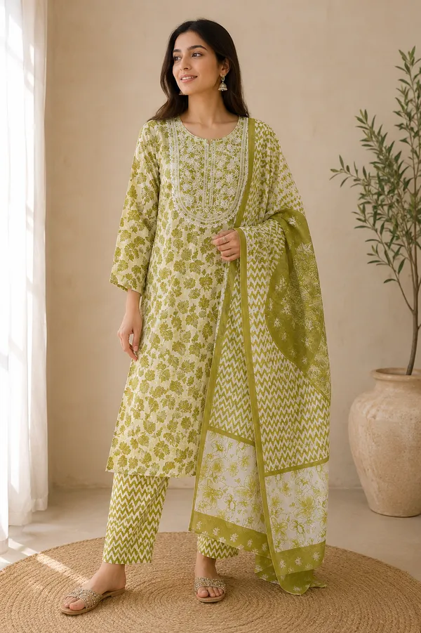 Green_Printed_Embroidered_Kurta_Set_for_Women