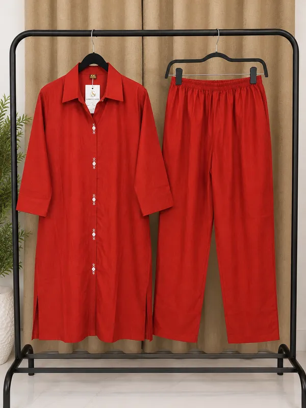 Red_Collared_Long_Kurti_for_Women
