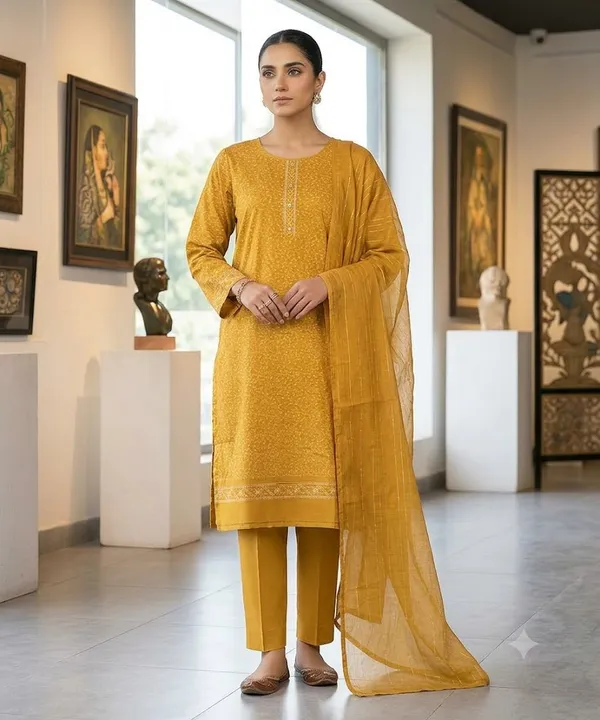 Mustard_Cotton_Straight_Embroidered_Kurta_Set_For_Women