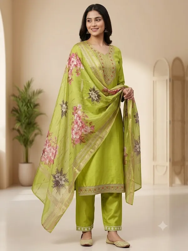 Green_Roman_Glass_Embroidered_Kurta_Set_For_Women