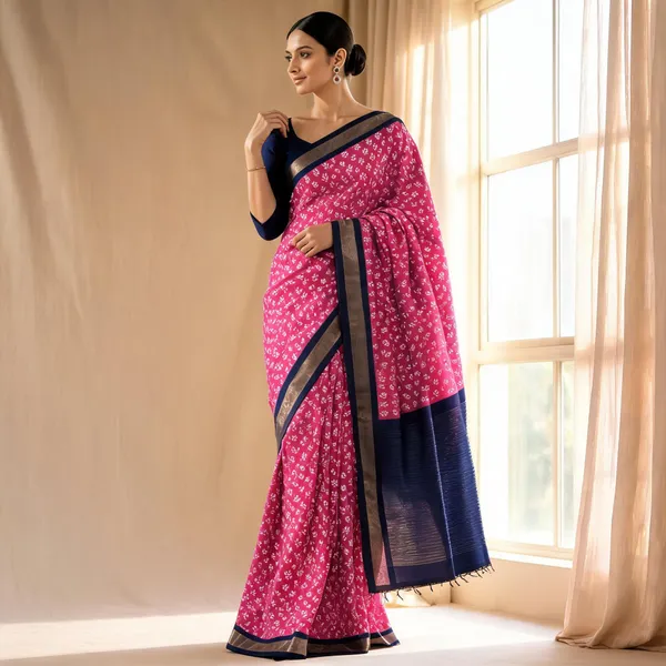 Pink_Sico_Cotton_And_Silk_Saree_With_Blouse_Piece_For_Women