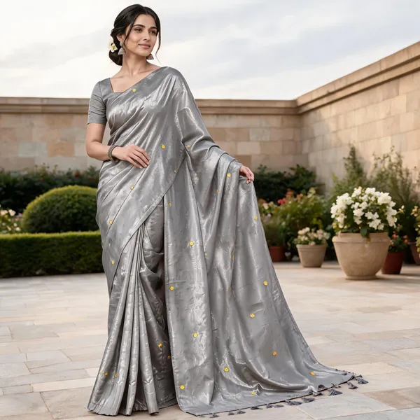 Grey_Sico_Cotton_And_Silk_Saree_With_Blouse_Piece_For_Women