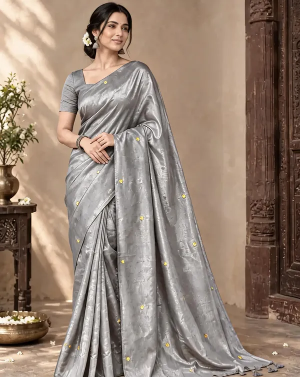 Grey_Sico_Cotton_And_Silk_Saree_With_Blouse_Piece_For_Women