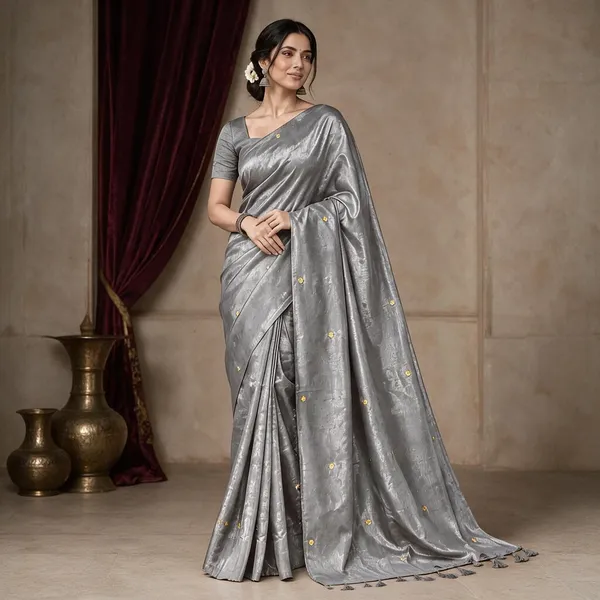 Grey_Sico_Cotton_And_Silk_Saree_With_Blouse_Piece_For_Women