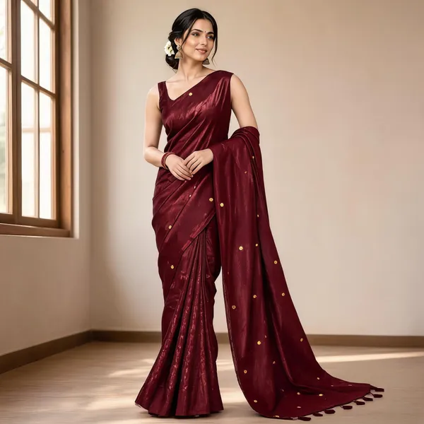 Maroon_Sico_Cotton_And_Silk_Saree_With_Blouse_Piece_For_Women