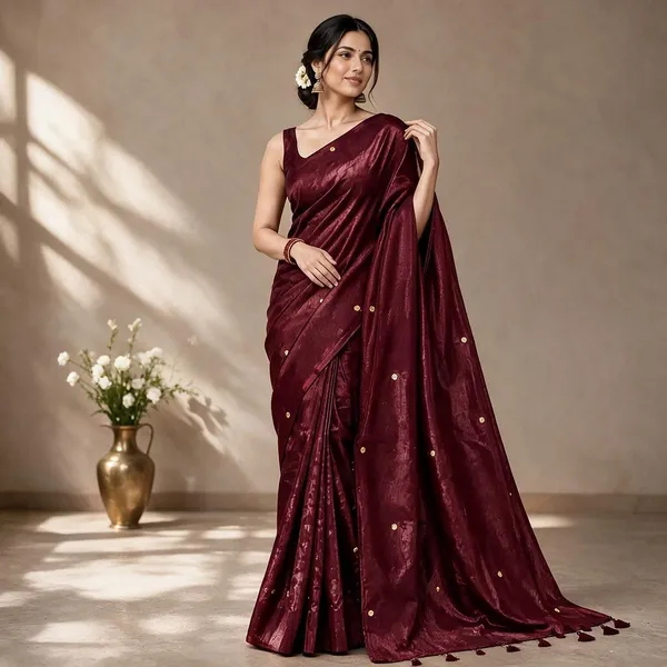 Maroon_Sico_Cotton_And_Silk_Saree_With_Blouse_Piece_For_Women