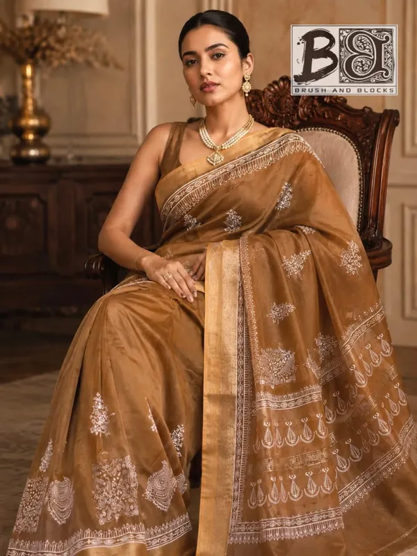 Brown_Sico_Cotton_And_Silk_Saree_With_Blouse_Piece_For_Women