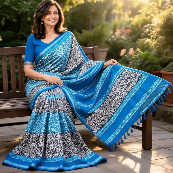 Blue_Sico_Cotton_And_Silk_Saree_With_Blouse_Piece_For_Women