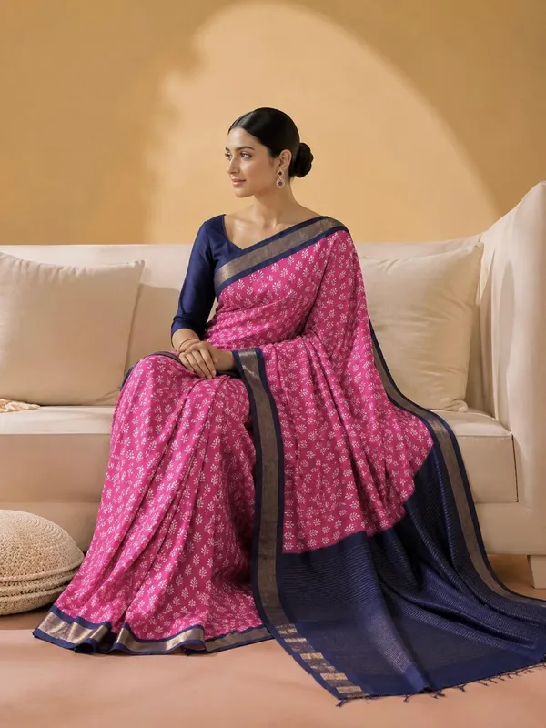 Pink_Sico_Cotton_And_Silk_Saree_With_Blouse_Piece_For_Women