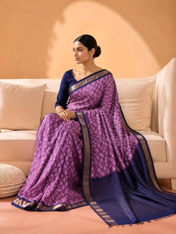 Purple_Sico_Cotton_And_Silk_Saree_With_Blouse_Piece_For_Women