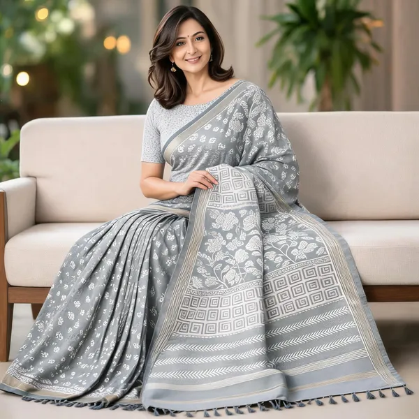 Grey_Sico_Cotton_And_Silk_Saree_With_Blouse_Piece_For_Women