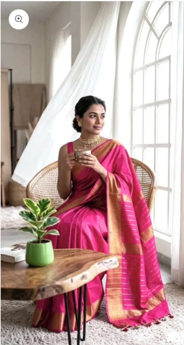 Pink_And_Gold_Sico_Cotton_And_Silk_Saree_With_Blouse_Piece_For_Women