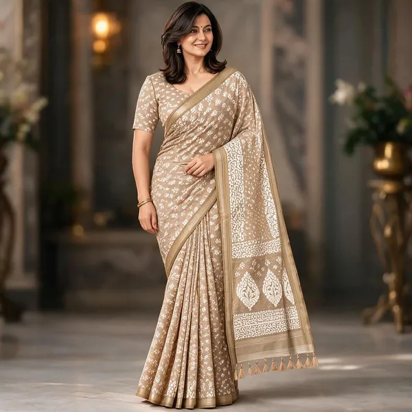Beige_Sico_Cotton_And_Silk_Saree_With_Blouse_Piece_For_Women