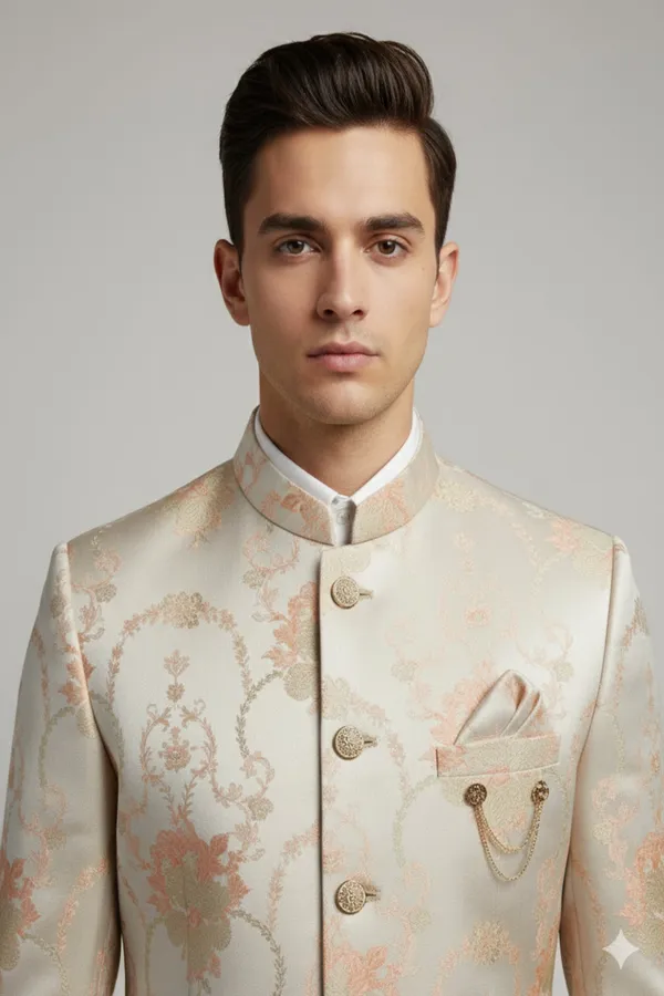 Stitched_Designer_Suit_With_Unstitched_Pant_Fabric_Cream_Gold
