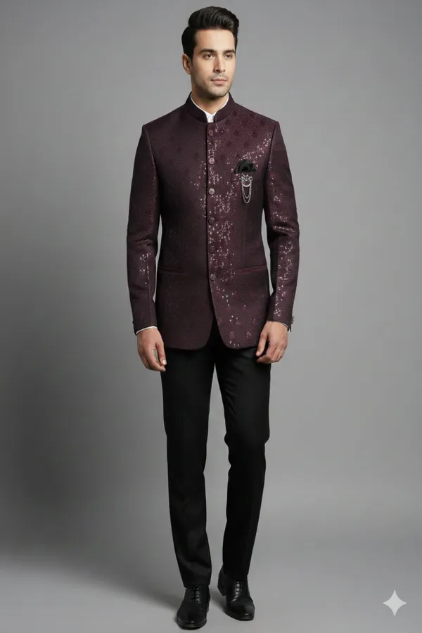 Stitched_Designer_Suit_With_Unstitched_Pant_Fabric_Wine_Purple
