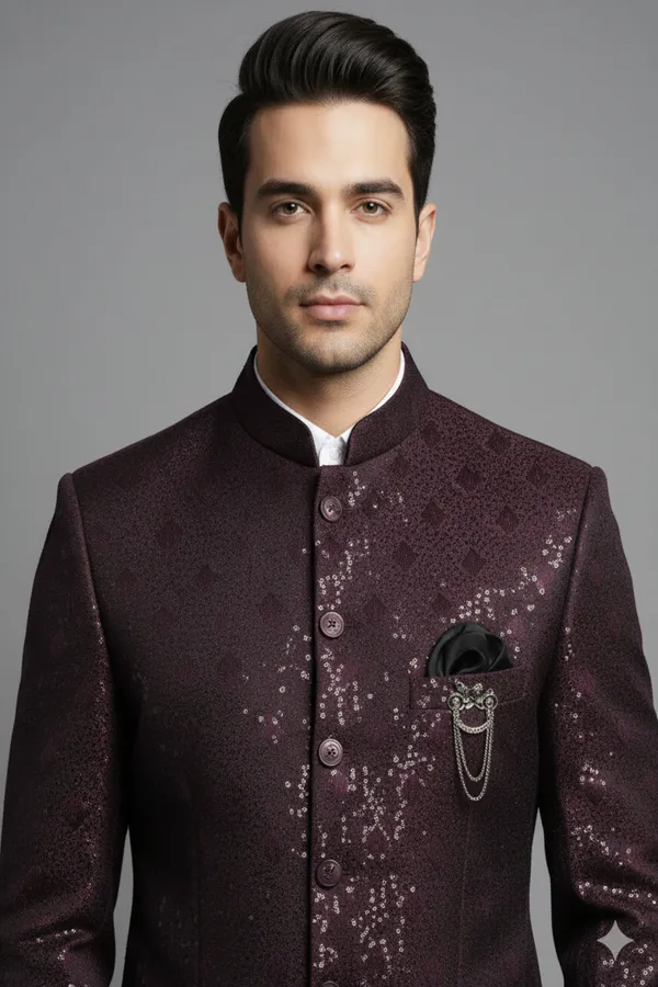Stitched_Designer_Suit_With_Unstitched_Pant_Fabric_Wine_Purple