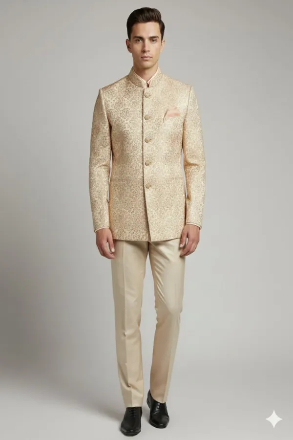 Stitched_Designer_Suit_With_Unstitched_Pant_Fabric_Gold_Cream