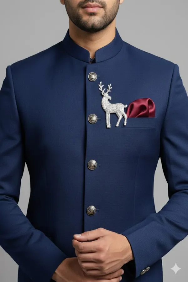 Stitched_Designer_Suit_With_Unstitched_Pant_Fabric_Navy_Blue