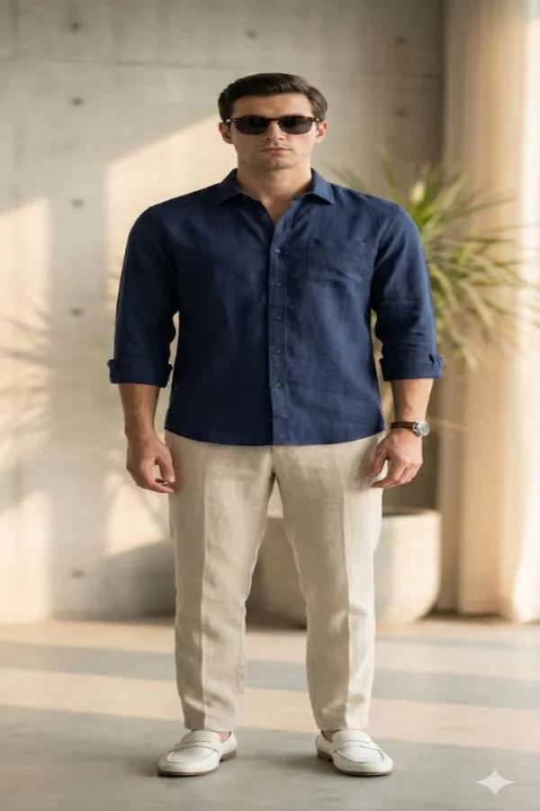 Pudhari_Linen_Shirt_Navy_Blue